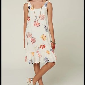 NWT O’Neill Girl’s Cream & Floral Print Tie Shoulder Tank Korinne Dress